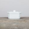 TERRINE 200GRAMMES 11X8X4.6CM EN GRÈS BLANC AVEC COUVERCLE