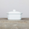 TERRINE 400GRAMMES 15X11X6.8CM EN GRÈS BLANC AVEC COUVERCLE