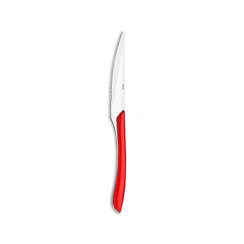 COUTEAU DE TABLE ÉCLAT EN ACIER INOXYDABLE ROUGE