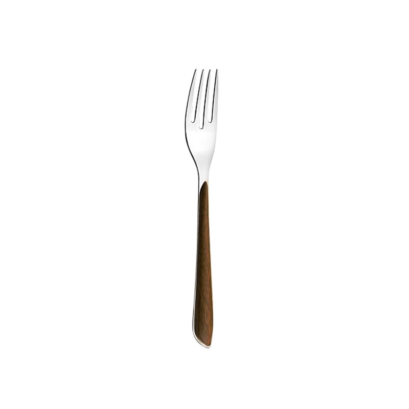 FOURCHETTE TABLE ÉCLAT 21CM ACIER INOXYDABLE EFFET BOIS FONCÉ