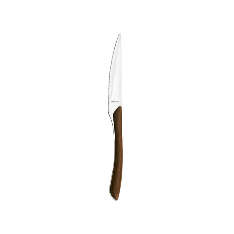 COUTEAU DE TABLE ÉCLAT 23CM EN ACIER INOXYDABLE EFFET BOIS FONCÉ