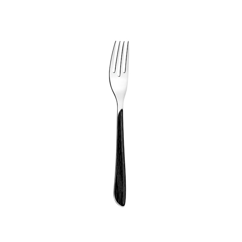 FOURCHETTE TABLE ÉCLAT 21CM EN ACIER INOXYDABLE EFFET BOIS NOIR