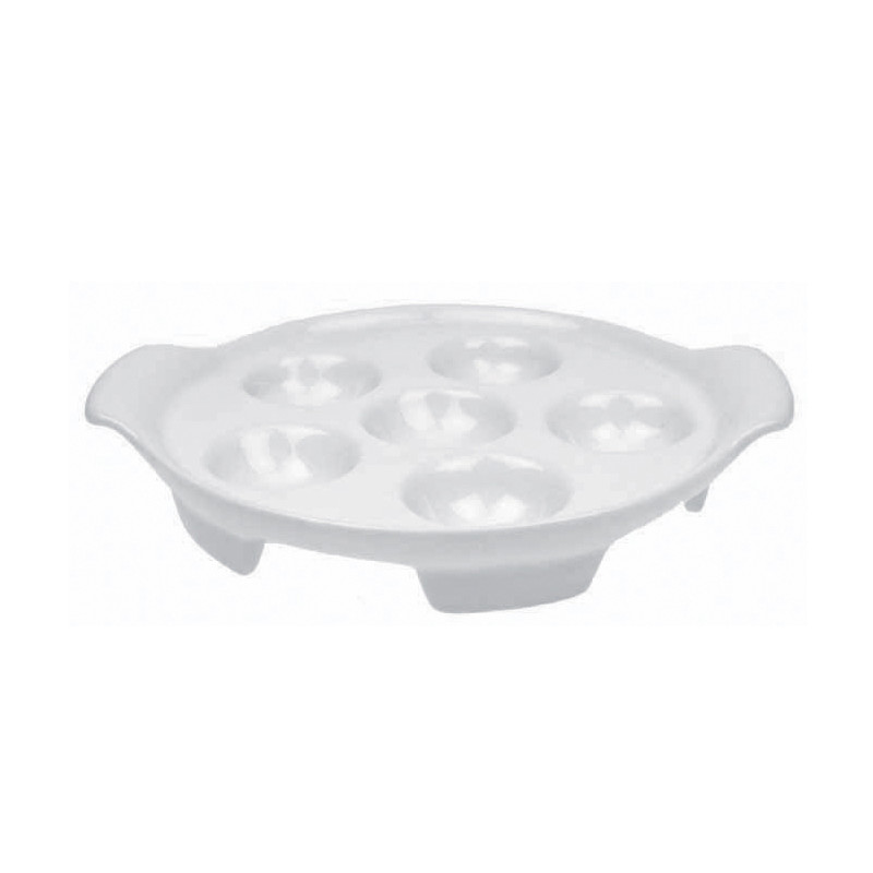PLAT À ESCARGOT 6 TROUS 16X18CM EN PORCELAINE BLANC