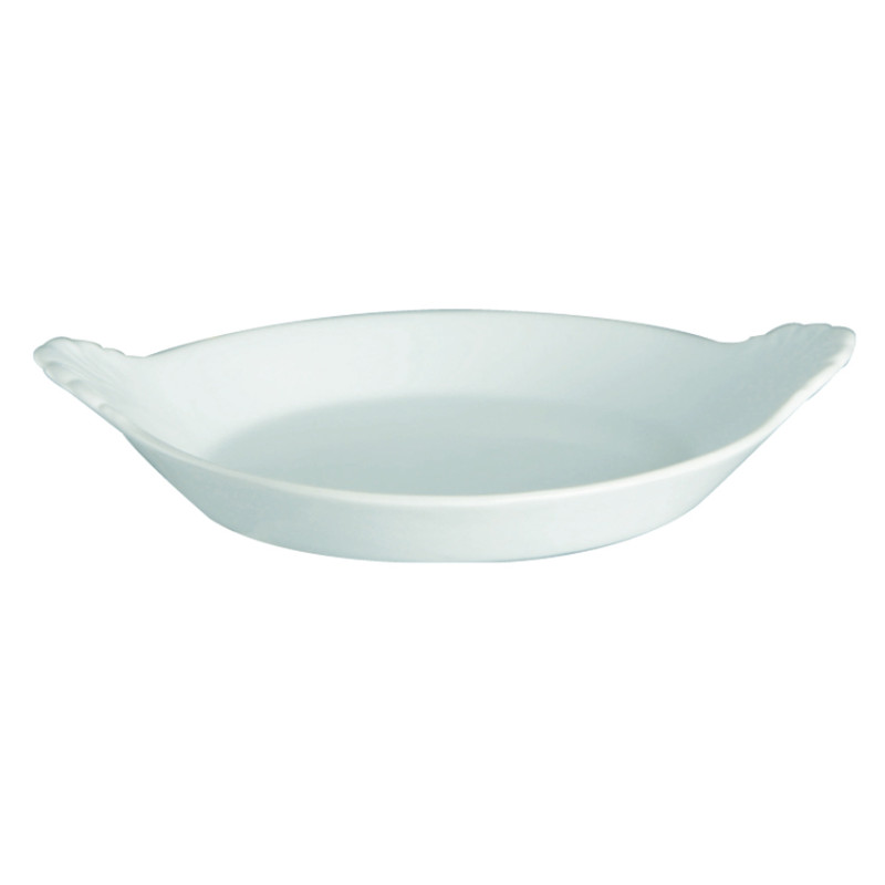 PLAT À OEUF 17.5X14CM EN GRÈS BLANC