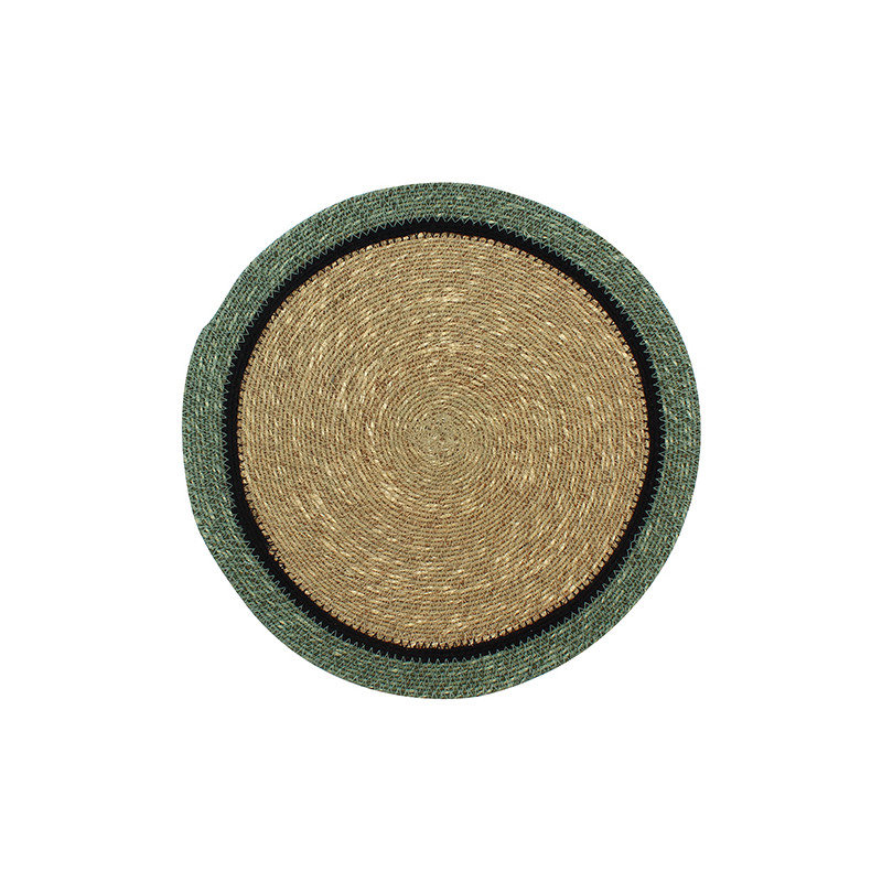 SET DE TABLE IRIS D38CM EN JONC DE MER NATUREL ET VERT
