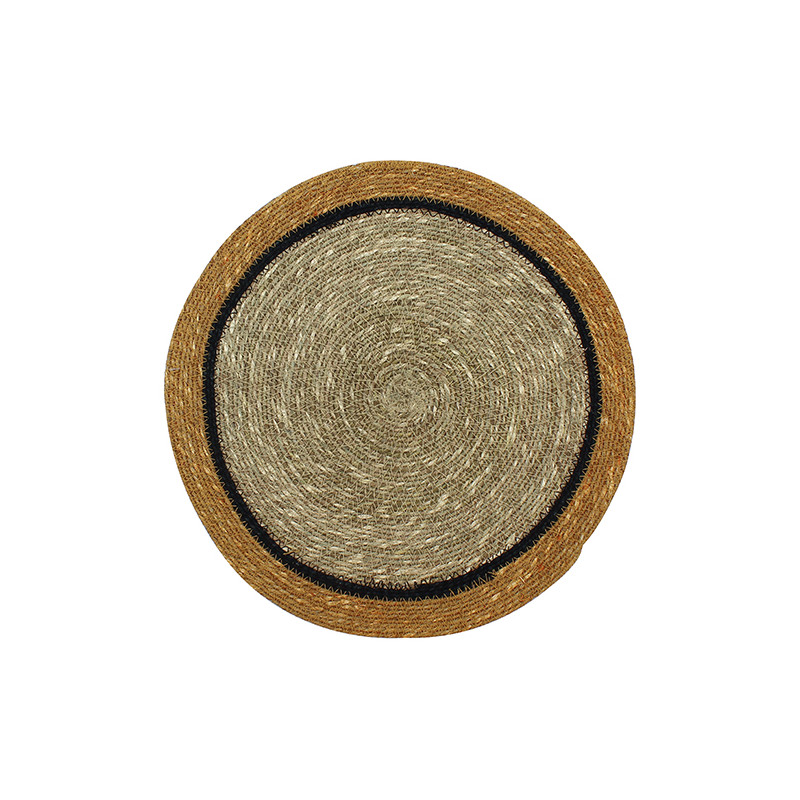 SET DE TABLE IRIS D38CM EN JONC DE MER NATUREL ET JAUNE