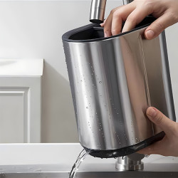 PORTE USTENSILE 18X11.5X19.5CM EN ACIER INOXYDABLE ET PLASTIQUE