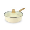 SAUTEUSE COLORAMA 24CM ALUMINIUM RECYCLÉ CRÈME AVEC COUVERCLE EN VERRE