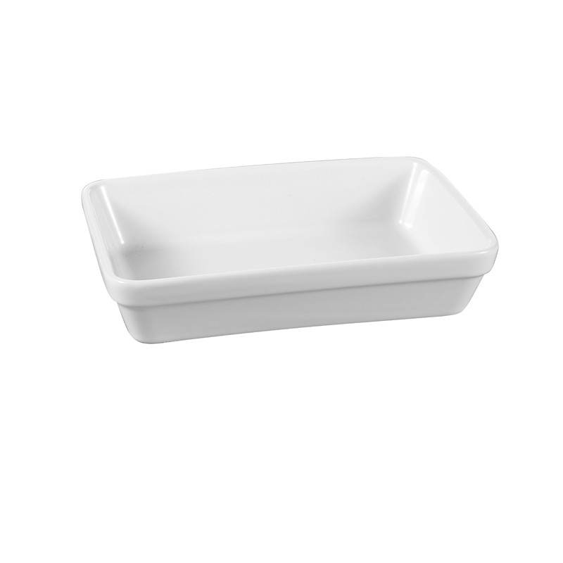 PLAT RECTANGULAIRE 45CL 19 X 13 X H 4 CM EMPILABLE EN GRÈS BLANC