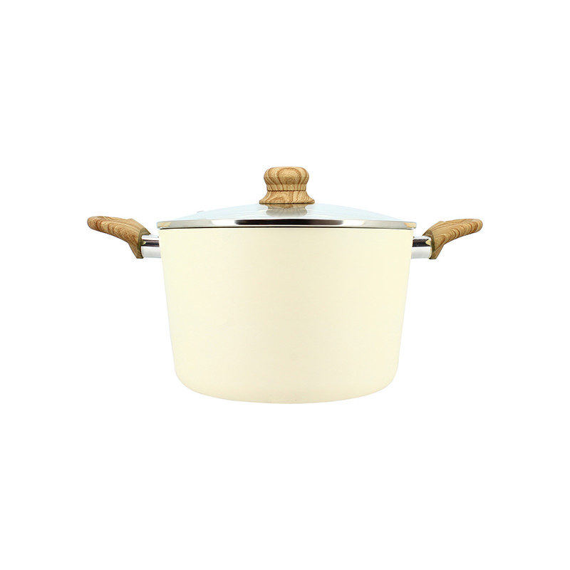 FAITOUT COLORAMA 24CM EN ALUMINIUM RECYCLÉ CRÈME COUVERCLE EN VERRE