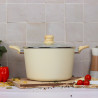 FAITOUT COLORAMA 24CM EN ALUMINIUM RECYCLÉ CRÈME COUVERCLE EN VERRE