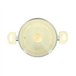 FAITOUT COLORAMA 24CM EN ALUMINIUM RECYCLÉ CRÈME COUVERCLE EN VERRE