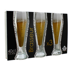 LOT 3 VERRES BIERE 41,5CL BRASSEUR EN VERRE MÉCANIQUE