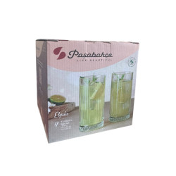 BOITE DE 4 CHOPES FORME HAUTE ELYSIA 43,5CL EN VERRE TRANSPARENT