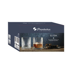 BOITE DE 4 CHOPES ELYSIA 36CL EN VERRE TRANSPARENT FORME BASSE