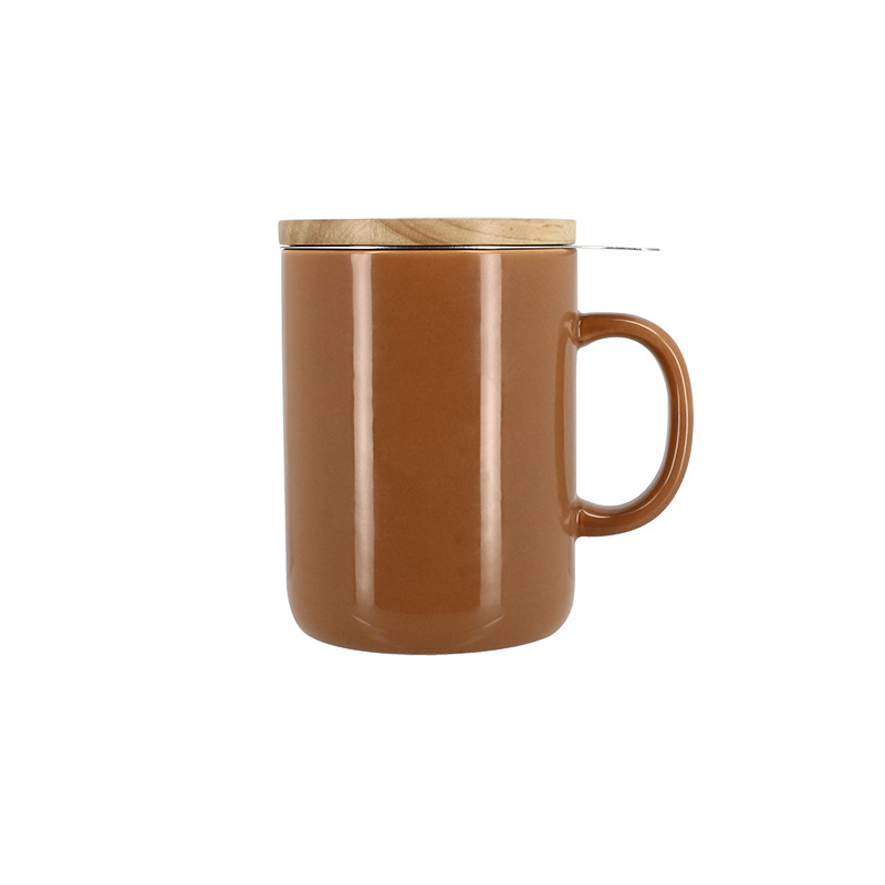 TISANIÈRE ANNA 350ML EN GRÈS NOISETTE COUVERCLE EN HEVEA