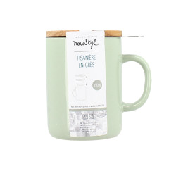 TISANIÈRE ANNA 350ML EN GRÈS CELADON COUVERCLE EN HEVEA