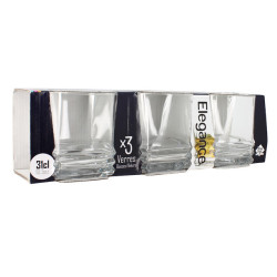 LOT 3 CHOPES ÉLÉGANCE 31CL FORME BASSE EN VERRE TRANSPARENT