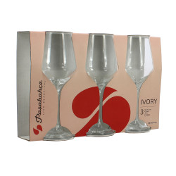 LOT DE 3 VERRES À PIED 33.5CL EN VERRE TRANSPARENT