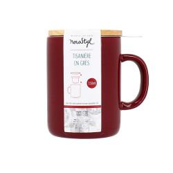 TISANIÈRE ANNA 350ML EN GRÈS MAGENTA COUVERCLE EN HEVEA