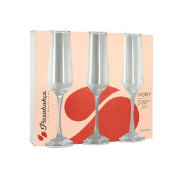 LOT DE 3 FLÛTES 21CL EN VERRE TRANSPARENT