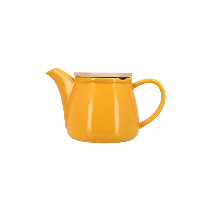 THÉIÈRE ANNA 500ML EN GRÈS JAUNE COUVERCLE EN HEVEA