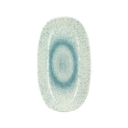 ASSIETTE OVALE AQUA 23.5X13.5CM EN PORCELAINE BLANC ET BLEU