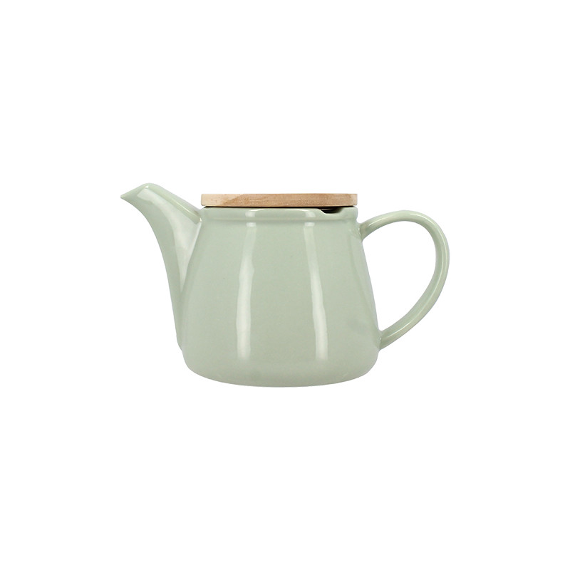 THÉIÈRE ANNA 500ML EN GRÈS CELADON AVEC COUVERCLE EN HEVEA