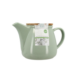 THÉIÈRE ANNA 500ML EN GRÈS CELADON AVEC COUVERCLE EN HEVEA