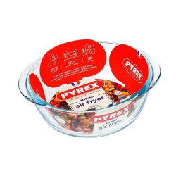 PLAT BASE ROND POUR AIR FRYER 20CM EN VERRE BOROSILICATE TRANSPARENT