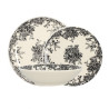 ASSIETTE PLATE FLORALI 26CM EN GRÈS DÉCOR NOIR