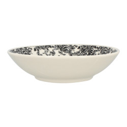ASSIETTE CREUSE FLORALI 20.5CM EN GRÈS DÉCOR NOIR