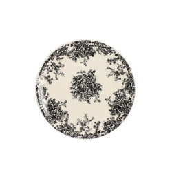 ASSIETTE DESSERT FLORALI 19.5CM EN GRÈS DÉCOR NOIR