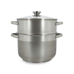COUSCOUSSIER 10L EN ACIER INOXYDABLE AVEC COUVERCLE EN VERRE