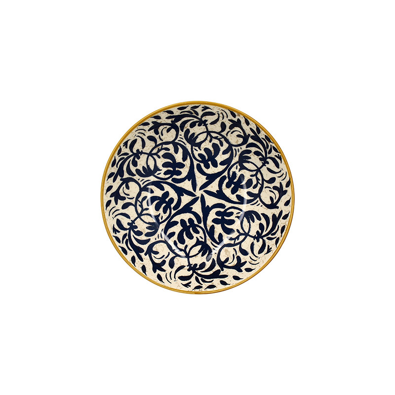 ASSIETTE CREUSE HÉRACLÉE 20CM EN GRÈS DÉCOR BLEU