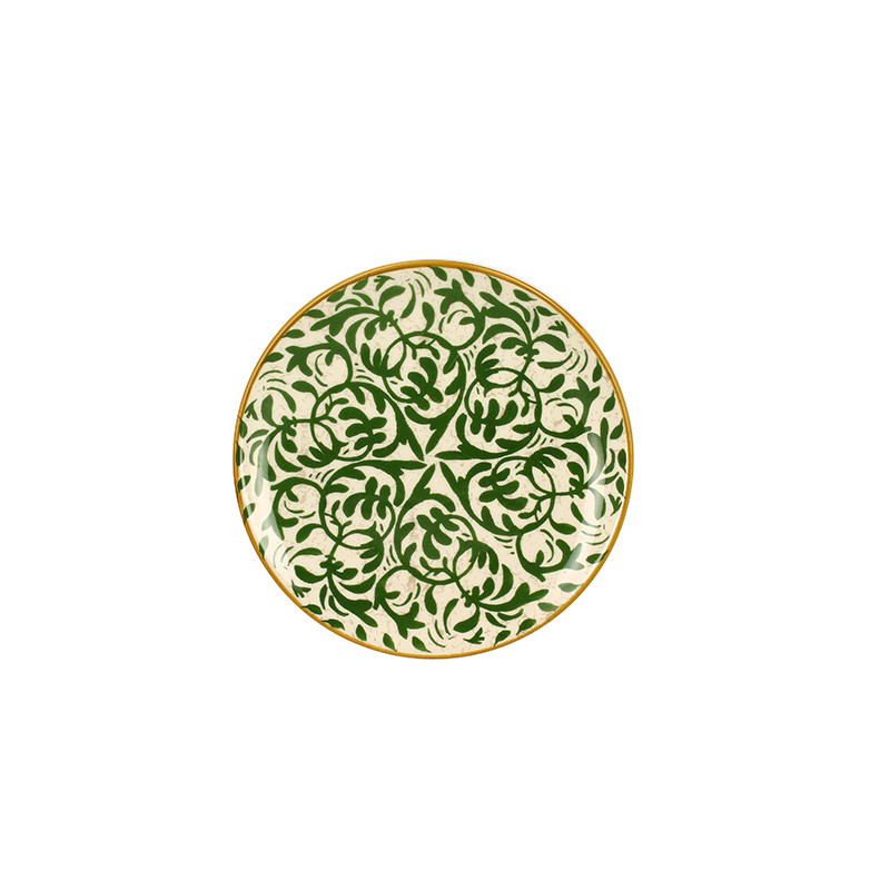 ASSIETTE DESSERT HÉRACLÉE 19CM EN GRÈS DÉCOR VERT