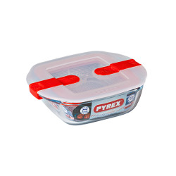 PLATE CARRE 2.2L 25*22CM AVEC COUVERCLE BOUTON VAPEUR COOK AND HEAT