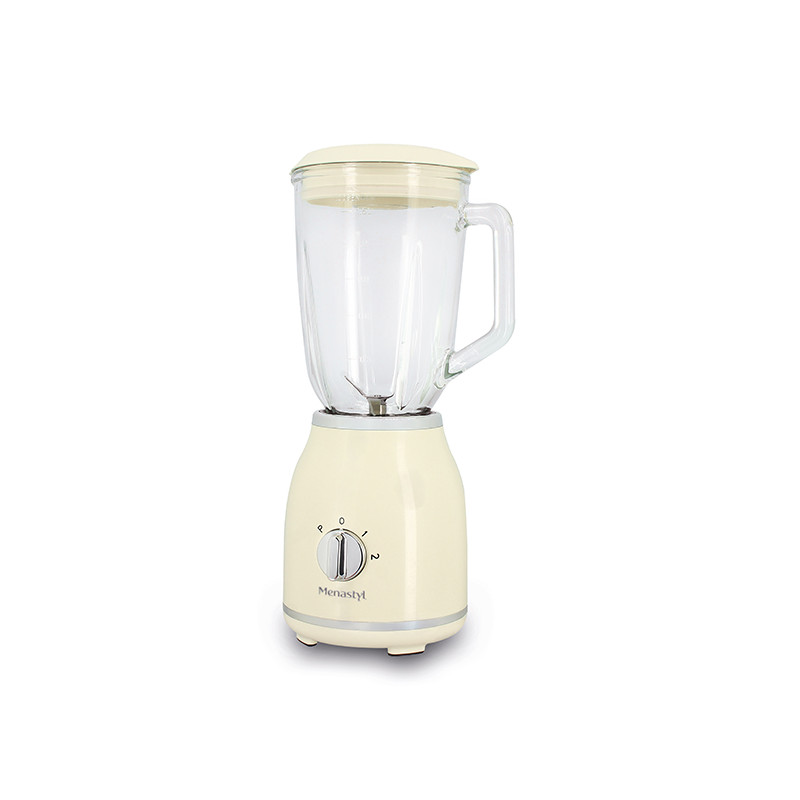 BLENDER RETRO 1.5L EN POLYPROPYLÈNE CRÈME ET CONTENANT EN VERRE
