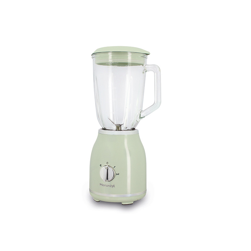 BLENDER RETRO 1.5L EN POLYPROPYLÈNE CÉLADON ET CONTENANT EN VERRE