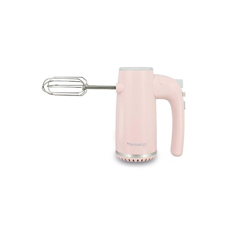BATTEUR ÉLECTRIQUE RETRO EN PLASTIQUE ET ACIER INOXYDABLE ROSE