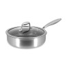 SAUTEUSE TRINOX REVÊTU 24CM EN ACIER INOXYDABLE AVCE COUVERCLE EN VERRE