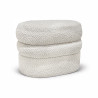 POUF OVALE EN BOUCLETTE BEIGE STRUCTURE EN BOIS 64X44X45CM ULYSSE
