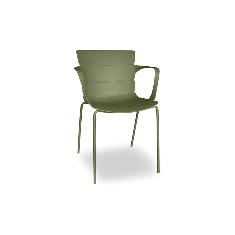FAUTEUIL DE TABLE EN POLYPROPYLÈNE ET MÉTAL VERT MONTAUK