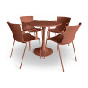 ENS TABLE+4FAUTEUIL/TBLE OUTDOOR EN POLYPROPYLÈNE ET MÉTAL BRIQUE MONTAUK