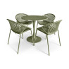 TABLE ET 4 FAUTEUILS EN POLYPROPYLÈNE ET MÉTAL VERT CALYPSO
