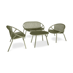 SALON DE JARDIN EN POLYPROPYLÈNE ET MÉTAL VERT CALYPSO