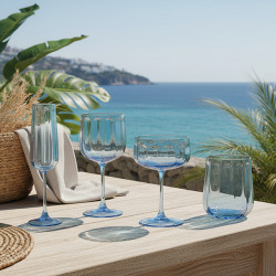 LOT DE 4 VERRES À PIED RIVIERA 49CL EN VERRE BLEU