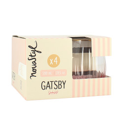 LOT DE 4 GOBELETS GATSBY 59CL EN VERRE ROSE