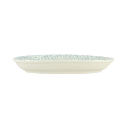 ASSIETTE OVALE AQUA 23.5X13.5CM EN PORCELAINE BLANC ET BLEU