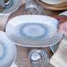 ASSIETTE OVALE AQUA 23.5X13.5CM EN PORCELAINE BLANC ET BLEU